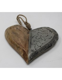 Suspension Déco Coeur Bois Brut - 18/13cm - Style Chalet & Shabby Chic - Neuf